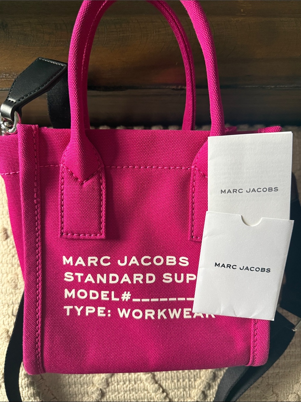 Marc Jacobs Hot Pink Canvas Mini Tote with Black Strap like new!! - Picture 8 of 8